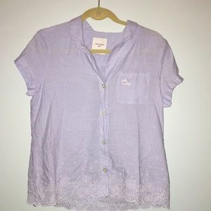 gully hicks sleep button up (light blue and white)